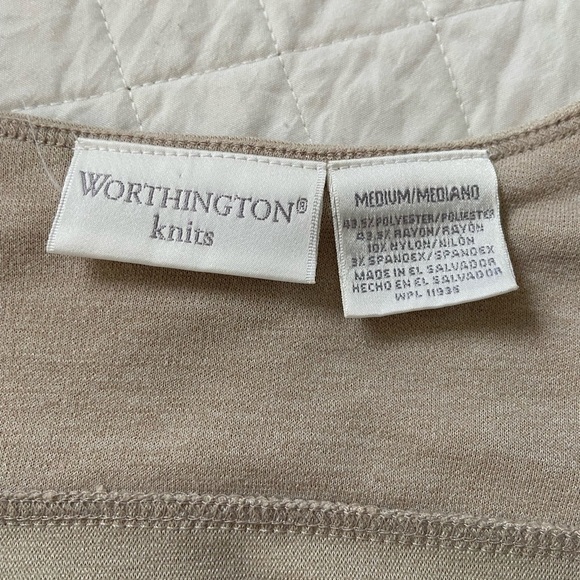 Worthington Knits 2 Piece Skirt Set Beige Long Sleeve with Maxi Skirt Size M - Picture 4 of 16